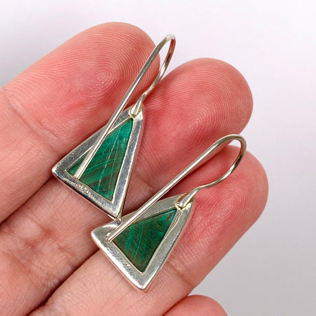 Malachite triangular fixed hook earrings KEGJ1342