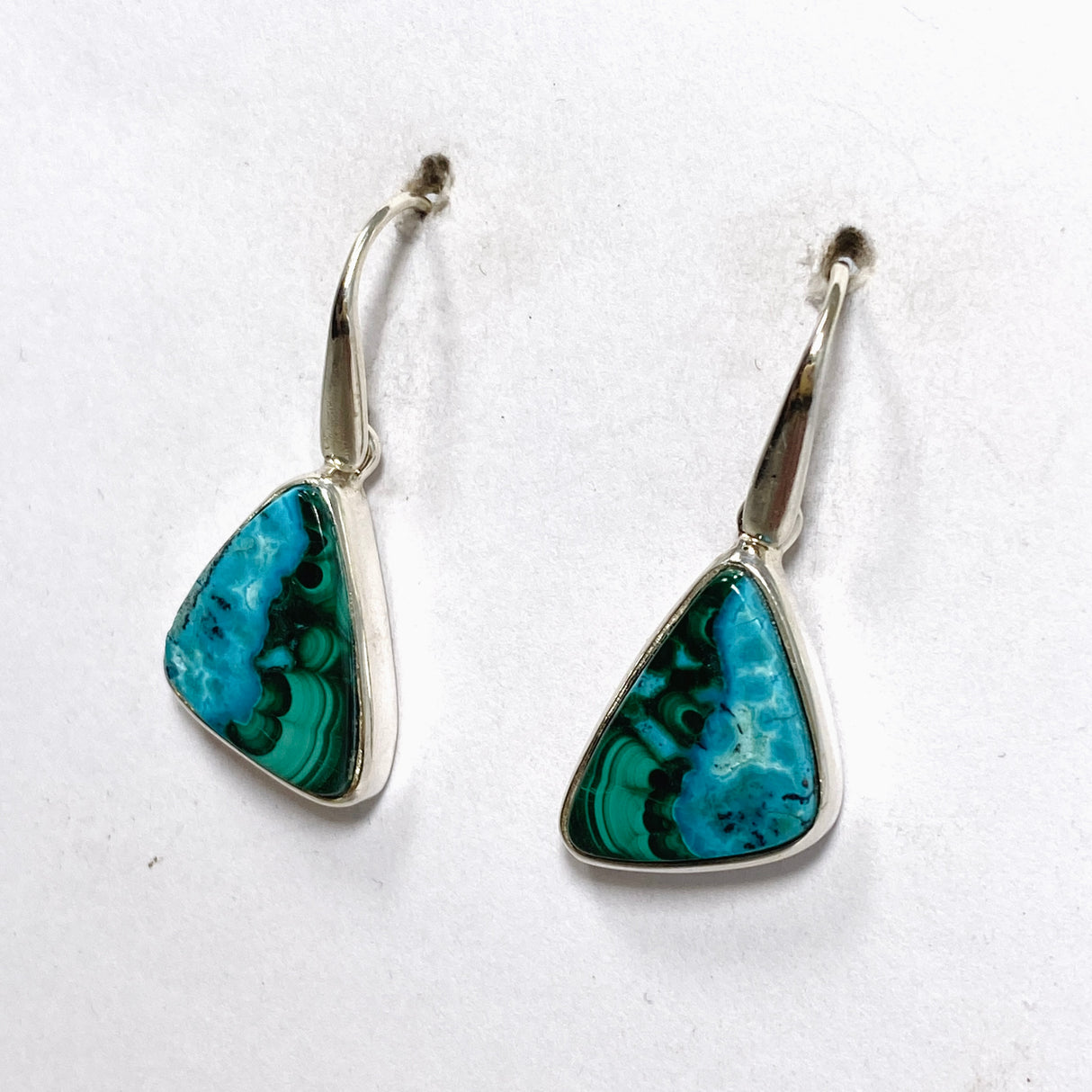 Malacholla (Malachite and Chrysocolla) Freeform Cabochon Earrings PEGJ356