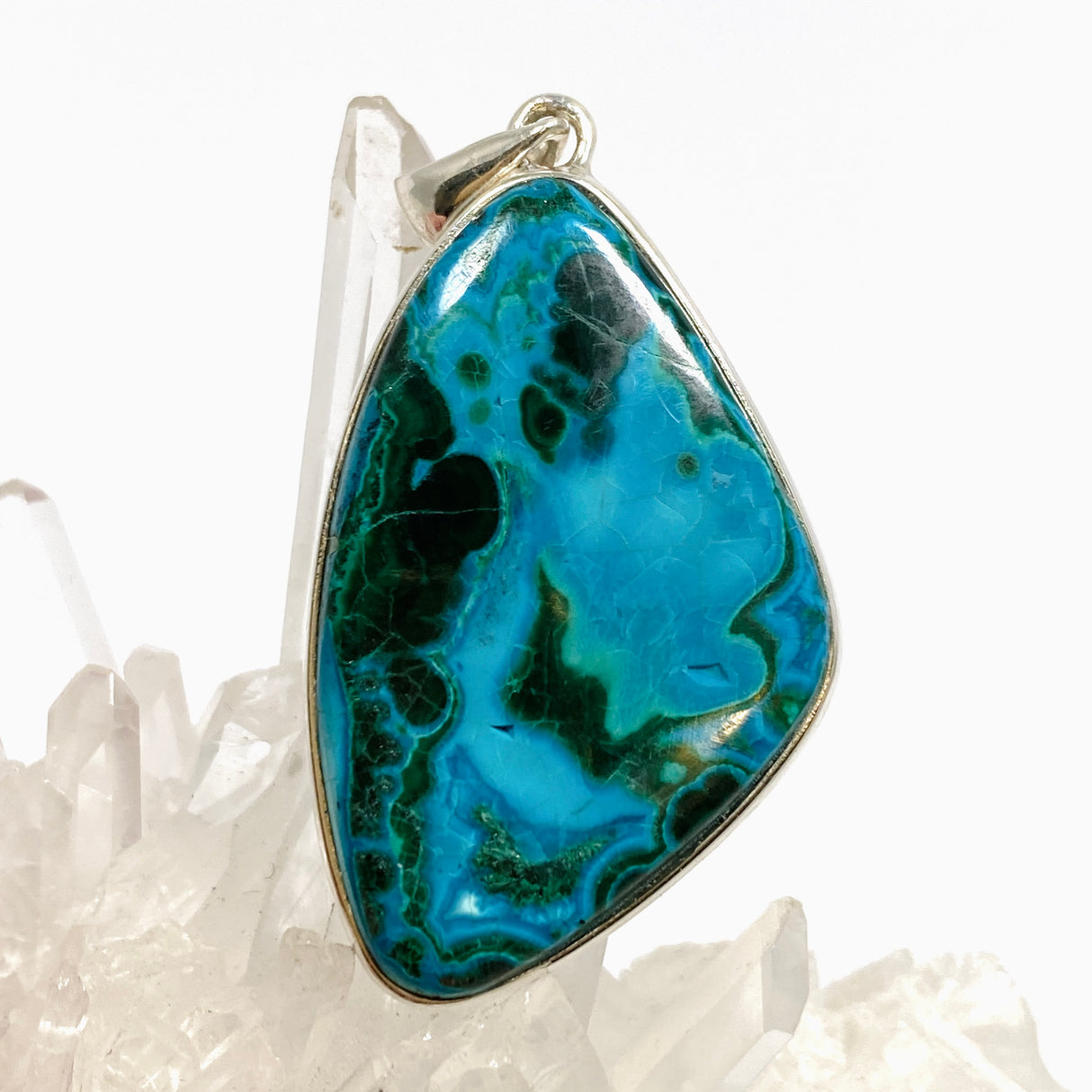 Malacholla (Malachite and Chrysocolla) Freeform Cabochon Pendant PPGJ1139