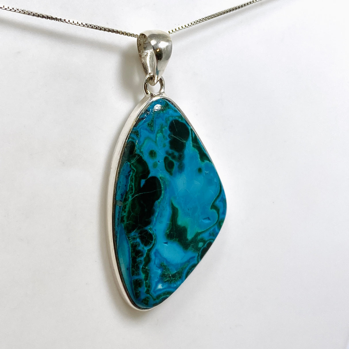 Malacholla (Malachite and Chrysocolla) Freeform Cabochon Pendant PPGJ1139
