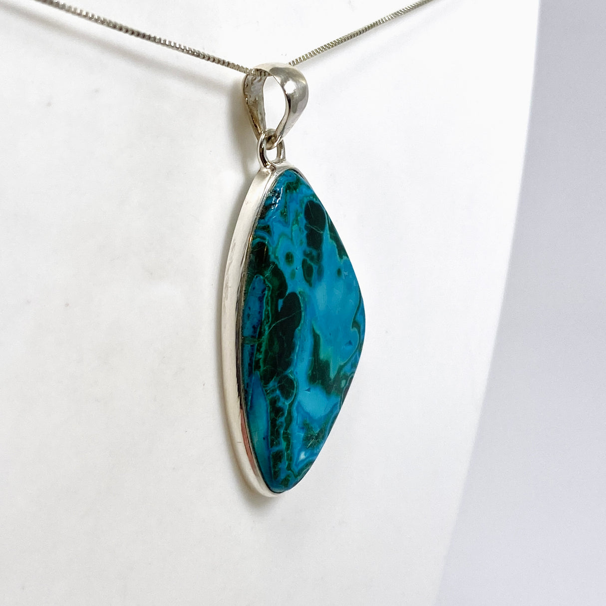 Malacholla (Malachite and Chrysocolla) Freeform Cabochon Pendant PPGJ1139