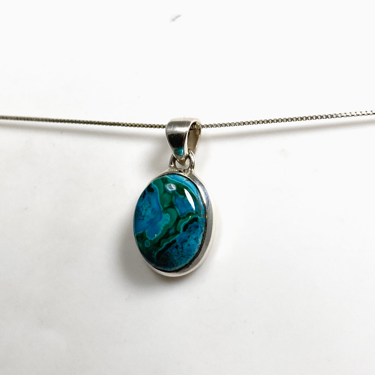 Malacholla (Malachite and Chrysocolla) Oval Cabochon Pendant PPGJ1138