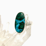 Malacholla (Malachite and Chrysocolla) Oval Cabochon Ring Size 8 PRGJ955