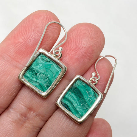 Malacholla (Malachite and Chrysocolla) Square Earrings KEGJ1513 - Nature's Magick