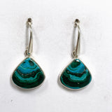 Malacholla (Malachite and Chrysocolla) Teardrop Cabochon Earrings PEGJ353