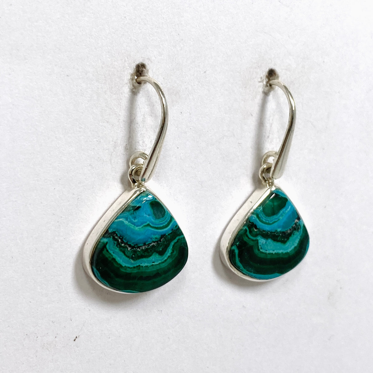 Malacholla (Malachite and Chrysocolla) Teardrop Cabochon Earrings PEGJ353