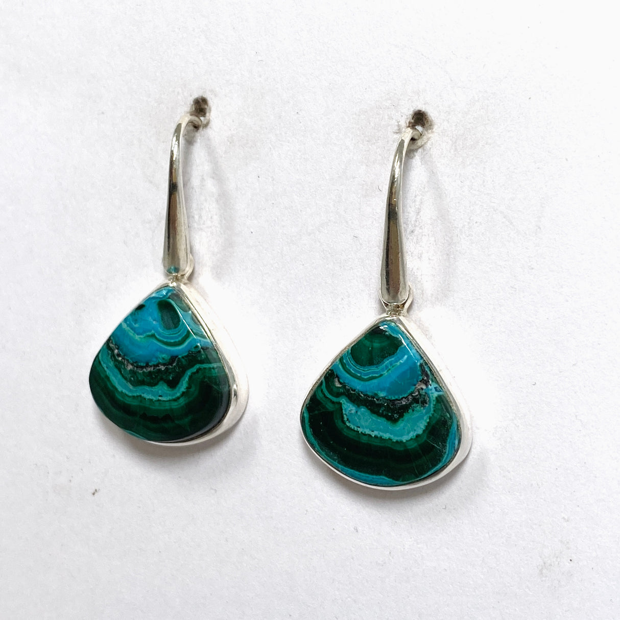 Malacholla (Malachite and Chrysocolla) Teardrop Cabochon Earrings PEGJ353