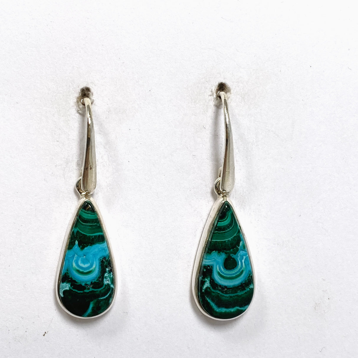 Malacholla (Malachite and Chrysocolla) Teardrop Cabochon Earrings PEGJ354