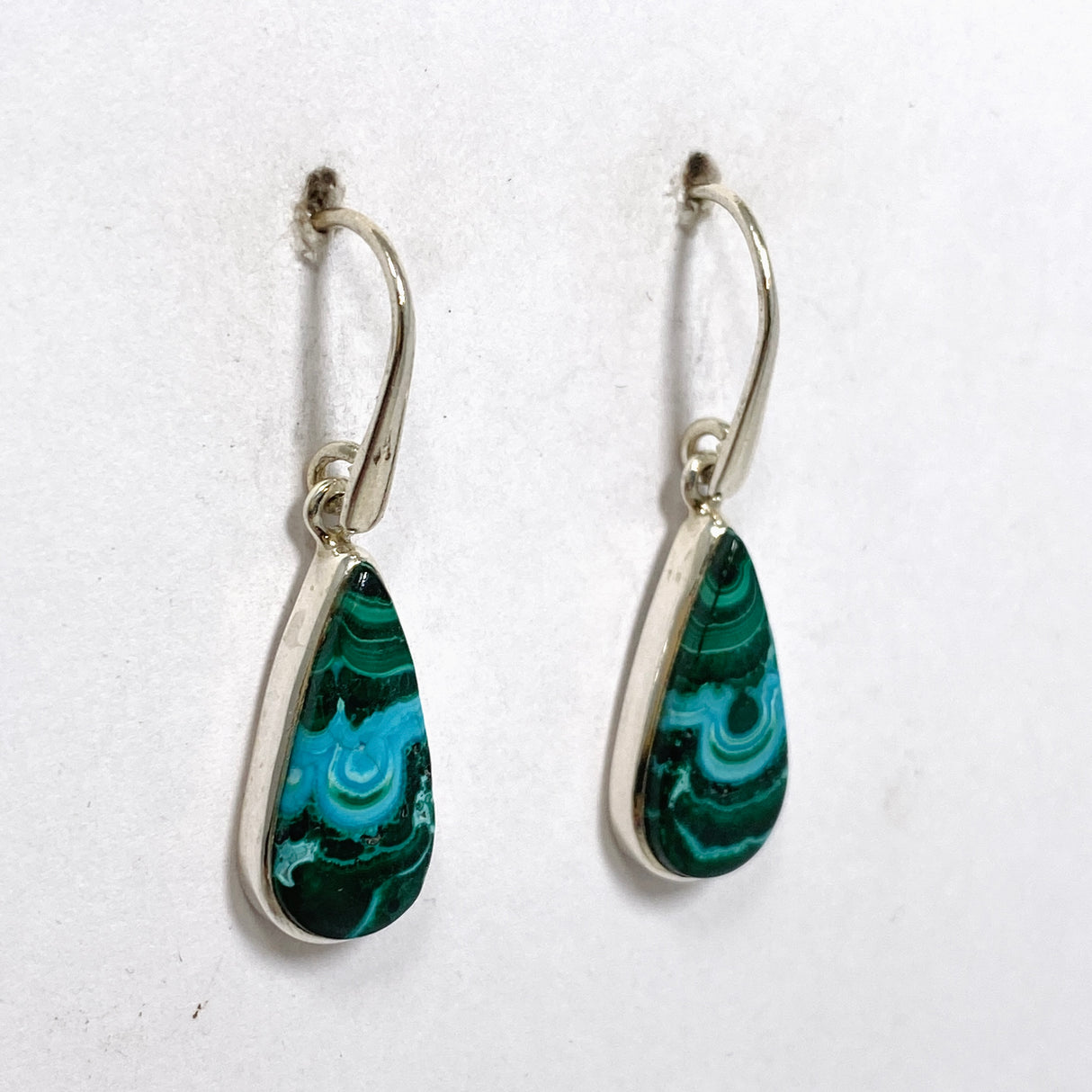 Malacholla (Malachite and Chrysocolla) Teardrop Cabochon Earrings PEGJ354