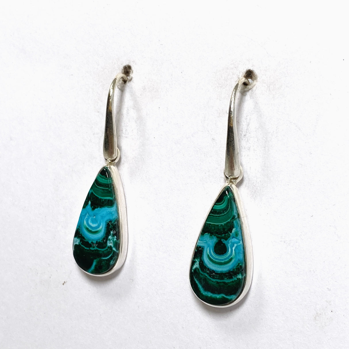 Malacholla (Malachite and Chrysocolla) Teardrop Cabochon Earrings PEGJ354