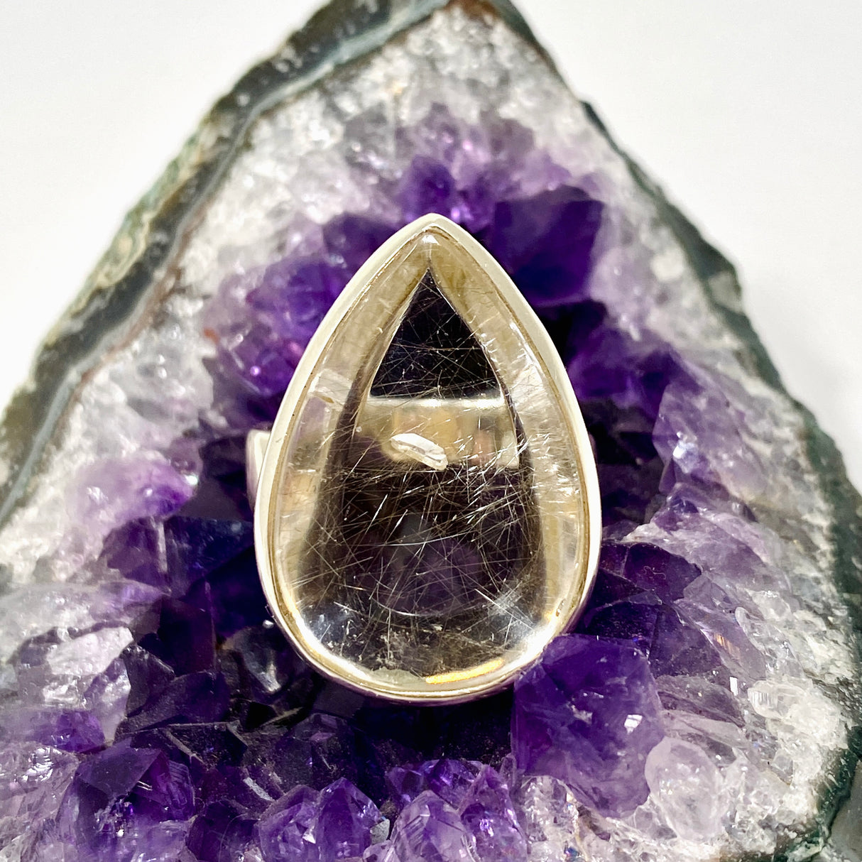 Manifestation Quartz Teardrop Cabochon Ring Size 9.5 PRGJ1041