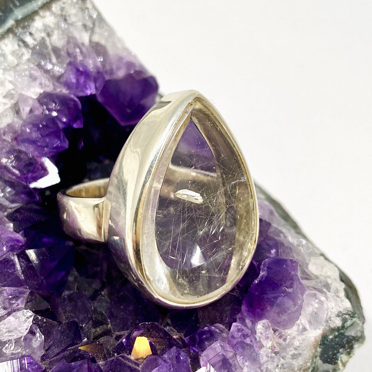 Manifestation Quartz Teardrop Cabochon Ring Size 9.5 PRGJ1041