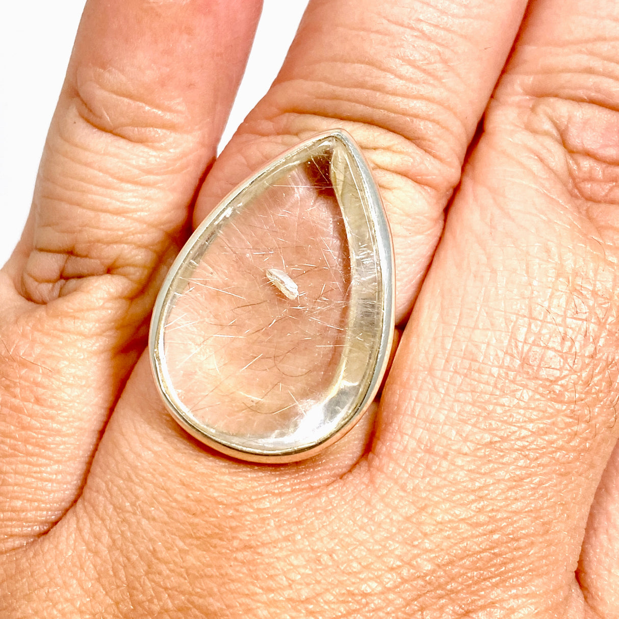 Manifestation Quartz Teardrop Cabochon Ring Size 9.5 PRGJ1041