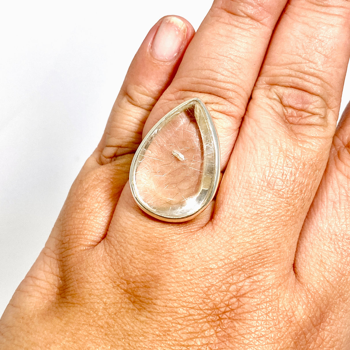 Manifestation Quartz Teardrop Cabochon Ring Size 9.5 PRGJ1041