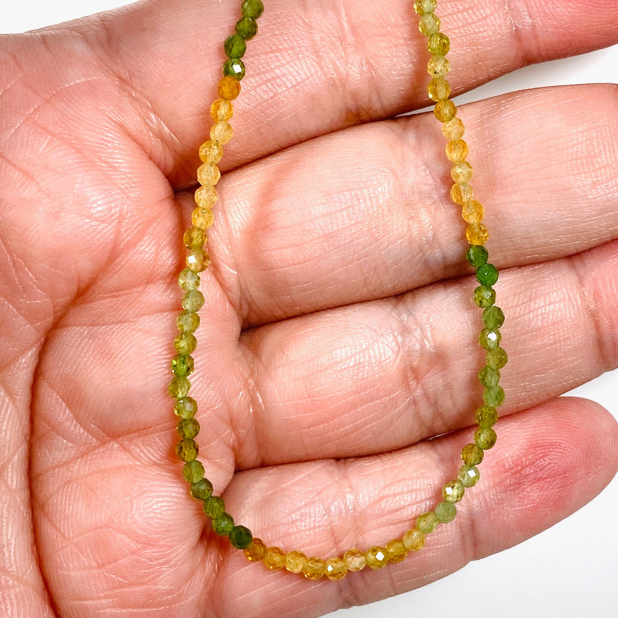 Micro Bead Necklace - Green and Yellow Tourmaline - Nature's Magick