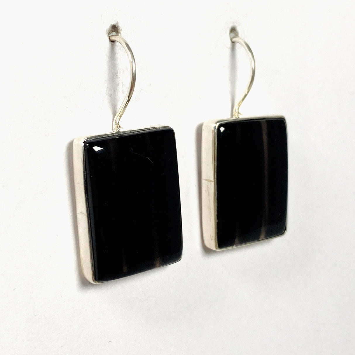 Midnight Obsidian fixed hook rectangular earrings KEGJ1351 - Nature's Magick