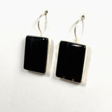 Midnight Obsidian fixed hook rectangular earrings KEGJ1351 - Nature's Magick