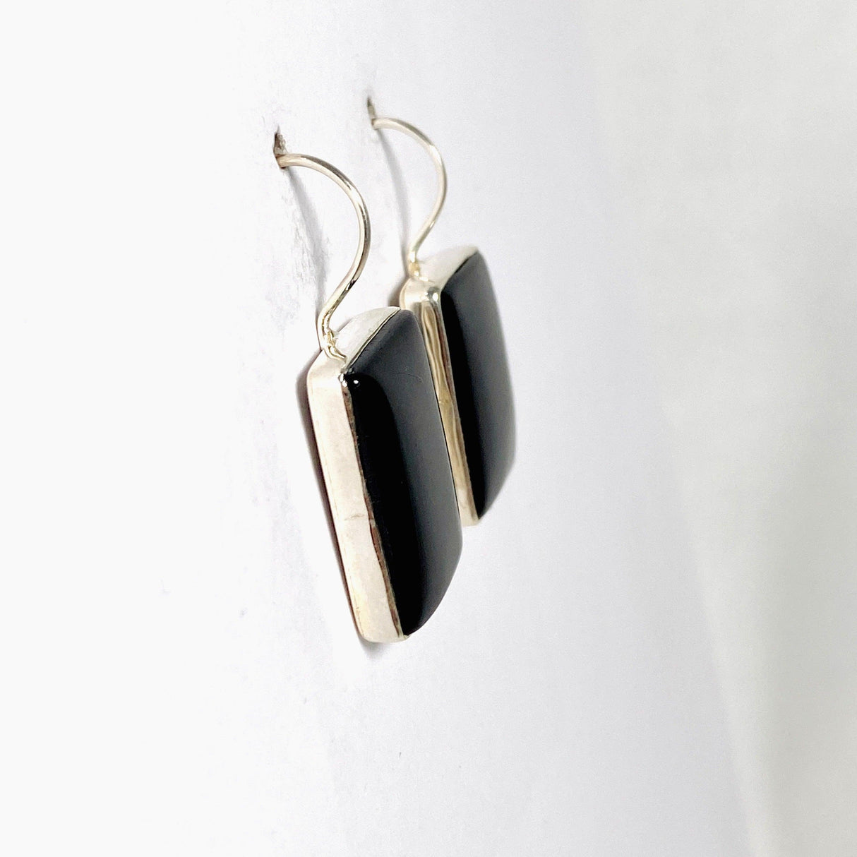 Midnight Obsidian fixed hook rectangular earrings KEGJ1351 - Nature's Magick