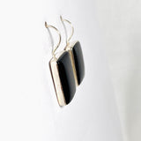 Midnight Obsidian fixed hook rectangular earrings KEGJ1351 - Nature's Magick