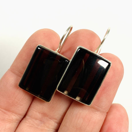 Midnight Obsidian fixed hook rectangular earrings KEGJ1351 - Nature's Magick