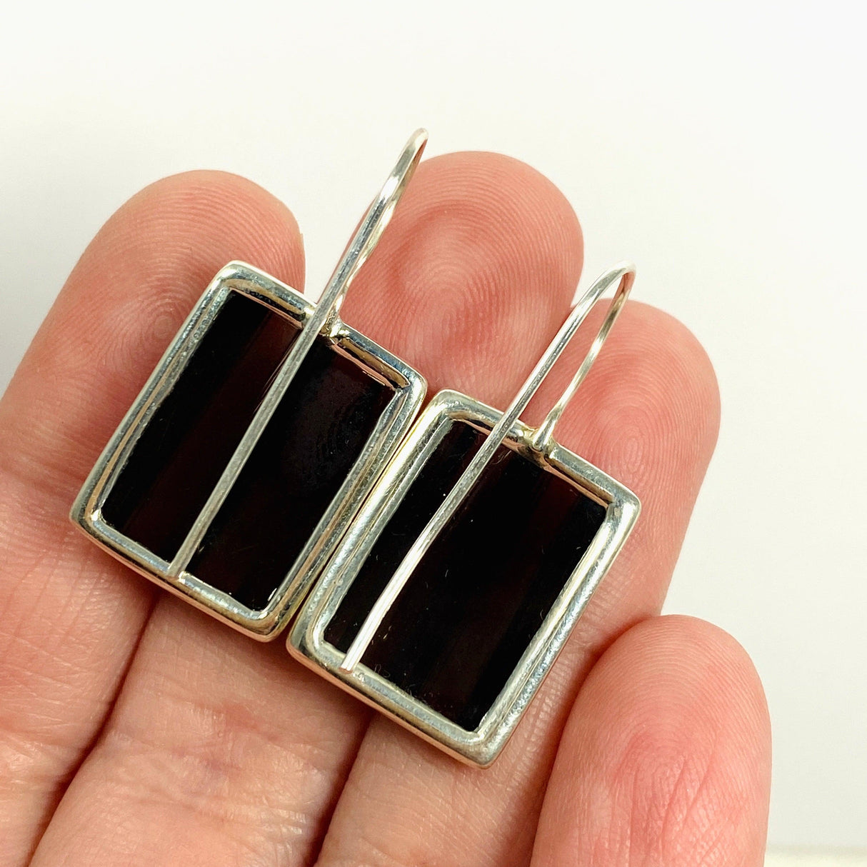 Midnight Obsidian fixed hook rectangular earrings KEGJ1351 - Nature's Magick