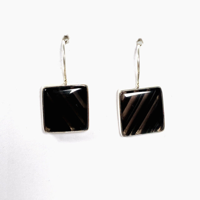 Midnight Obsidian fixed hook square earrings KEGJ1350 - Nature's Magick