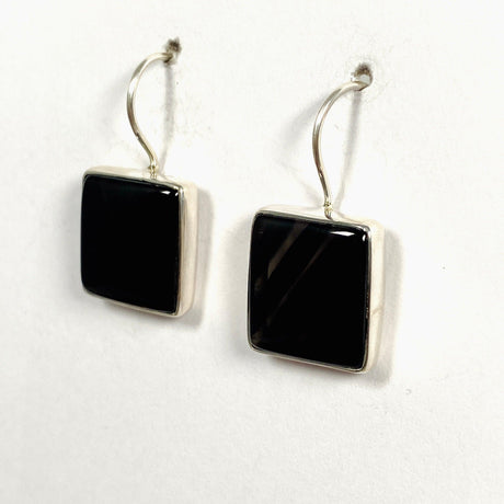 Midnight Obsidian fixed hook square earrings KEGJ1350 - Nature's Magick