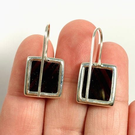 Midnight Obsidian fixed hook square earrings KEGJ1350 - Nature's Magick