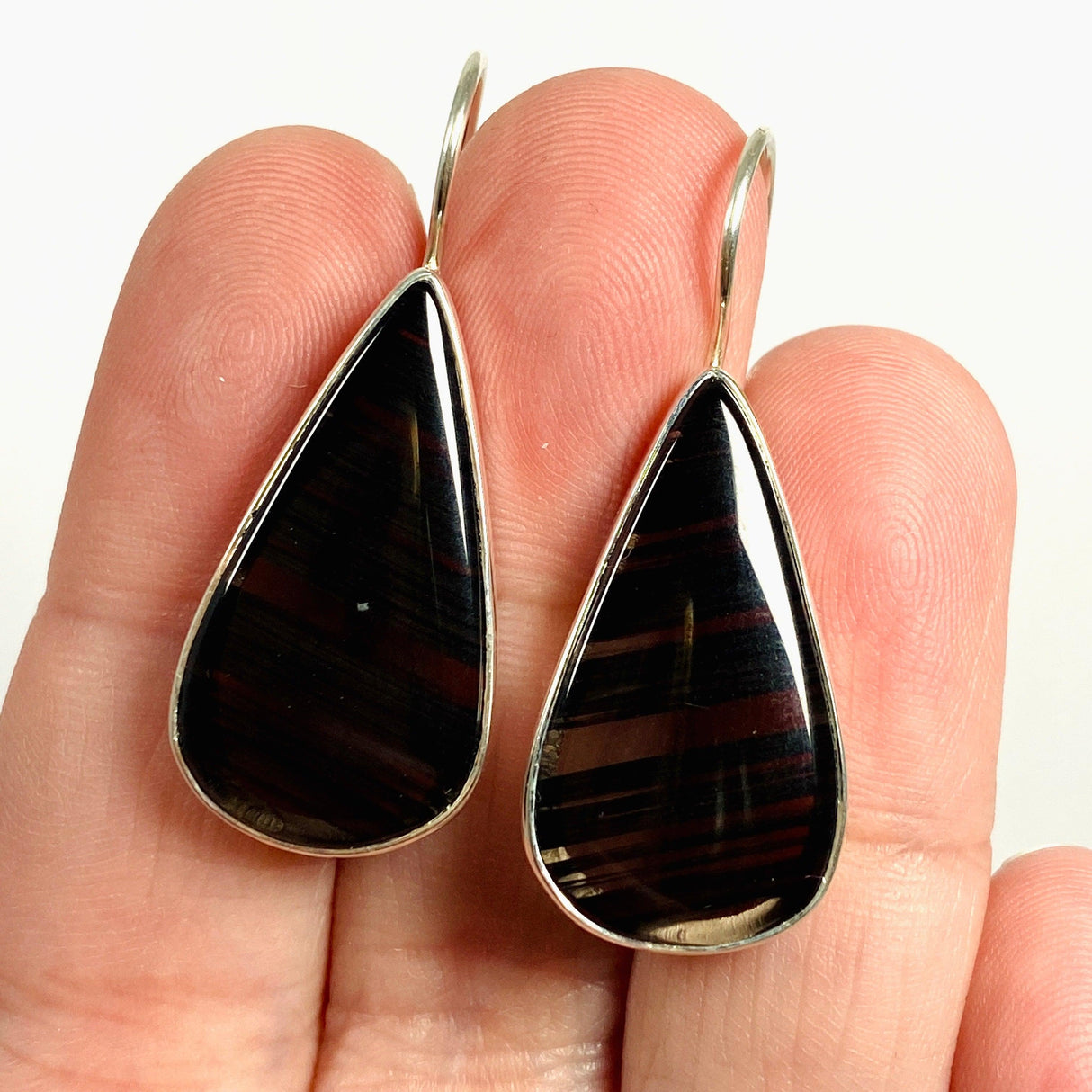 Midnight Obsidian fixed hook teardrop earrings KEGJ1352 - Nature's Magick