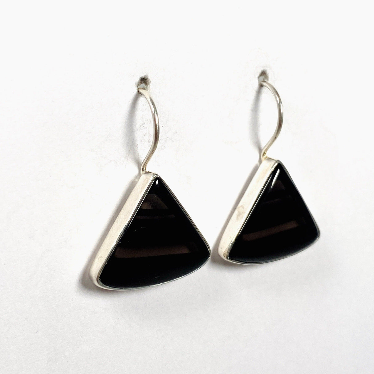 Midnight Obsidian fixed hook triangular earrings KEGJ1354 - Nature's Magick