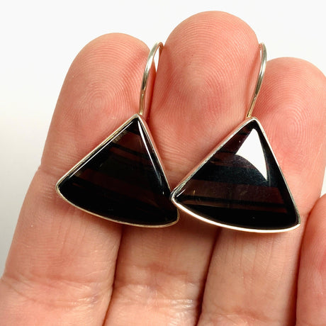 Midnight Obsidian fixed hook triangular earrings KEGJ1354 - Nature's Magick