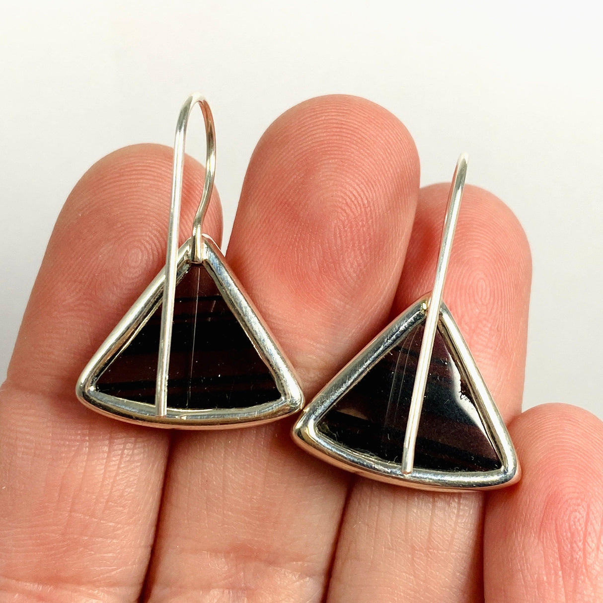 Midnight Obsidian fixed hook triangular earrings KEGJ1354 - Nature's Magick