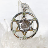 Moldavite & Gibeon Iron Meteorite with Quartz Merkaba Silver Pendant - Nature's Magick