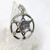 Moldavite & Gibeon Iron Meteorite with Quartz Merkaba Silver Pendant - Nature's Magick