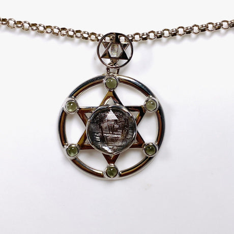 Moldavite & Gibeon Iron Meteorite with Quartz Merkaba Silver Pendant - Nature's Magick