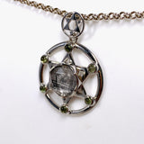 Moldavite & Gibeon Iron Meteorite with Quartz Merkaba Silver Pendant - Nature's Magick