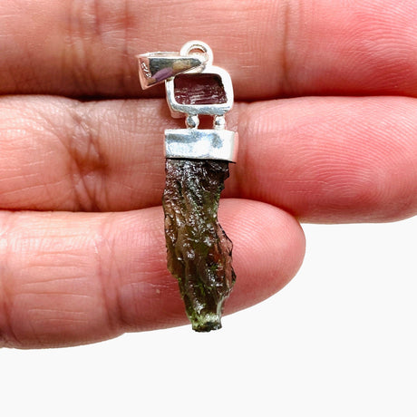 Moldavite & Pink Tourmaline Pendant CGJ-04 - Nature's Magick