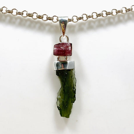 Moldavite & Pink Tourmaline Pendant CGJ-04 - Nature's Magick