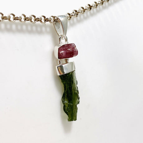 Moldavite & Pink Tourmaline Pendant CGJ-04 - Nature's Magick