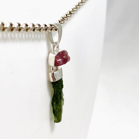 Moldavite & Pink Tourmaline Pendant CGJ-04 - Nature's Magick