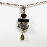 Moldavite, Campo del Cielo Meteorite, Green Tourmaline & Smokey Quartz pendant - Nature's Magick