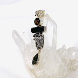 Moldavite, Campo del Cielo Meteorite, Green Tourmaline & Smokey Quartz pendant - Nature's Magick