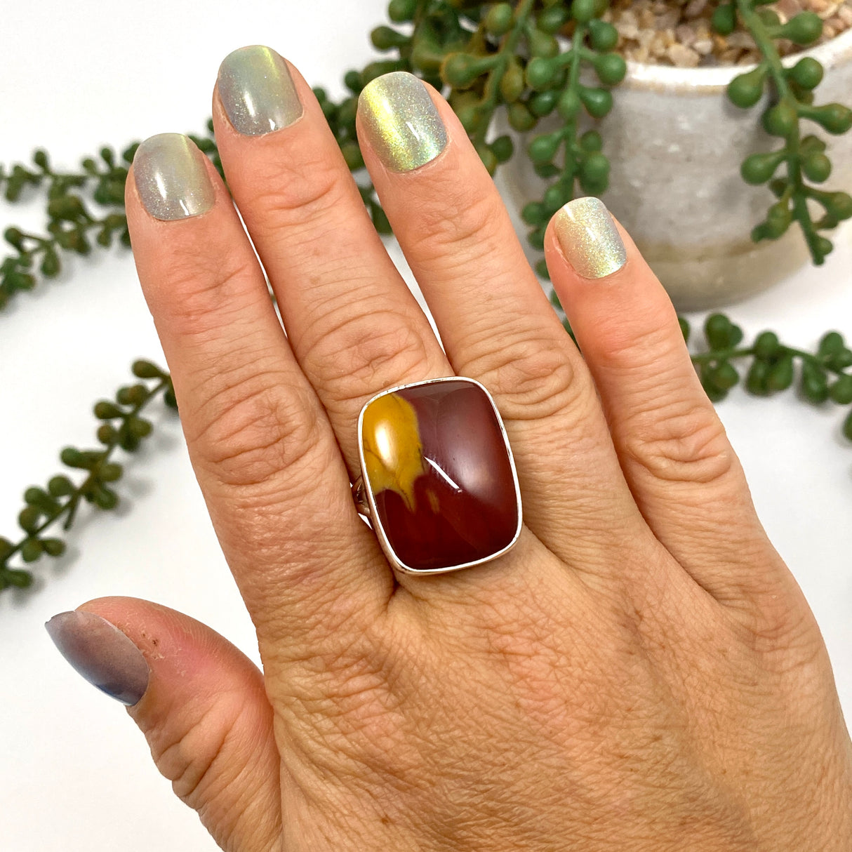 Mookaite Rectangular Cabochon Ring Size 10 KRGJ3384