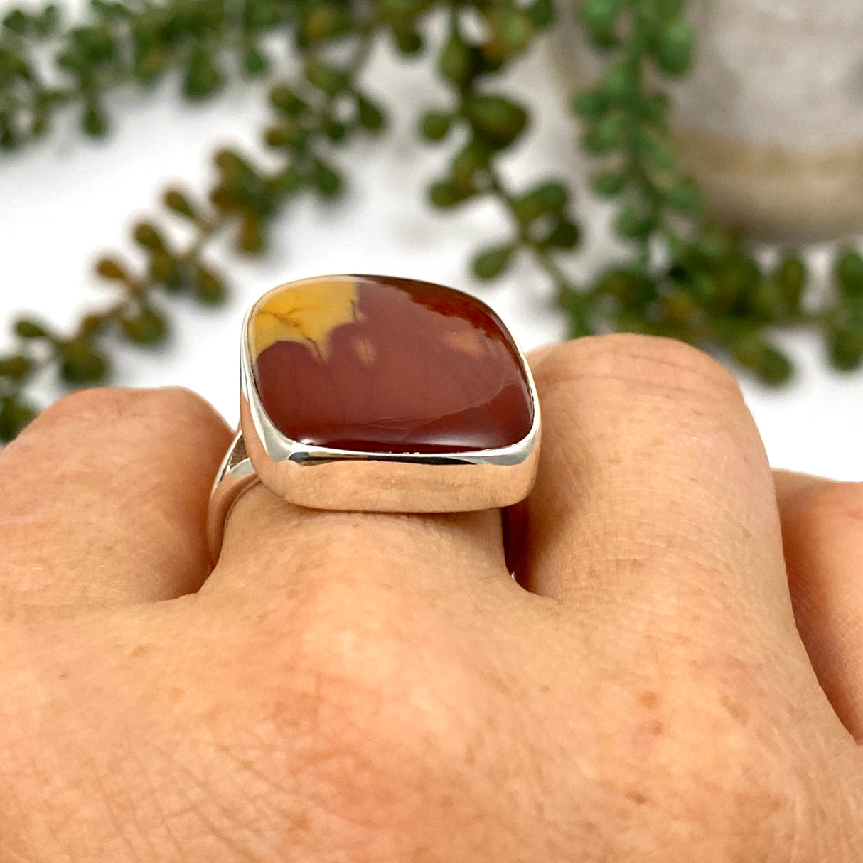 Mookaite Rectangular Cabochon Ring Size 10 KRGJ3384