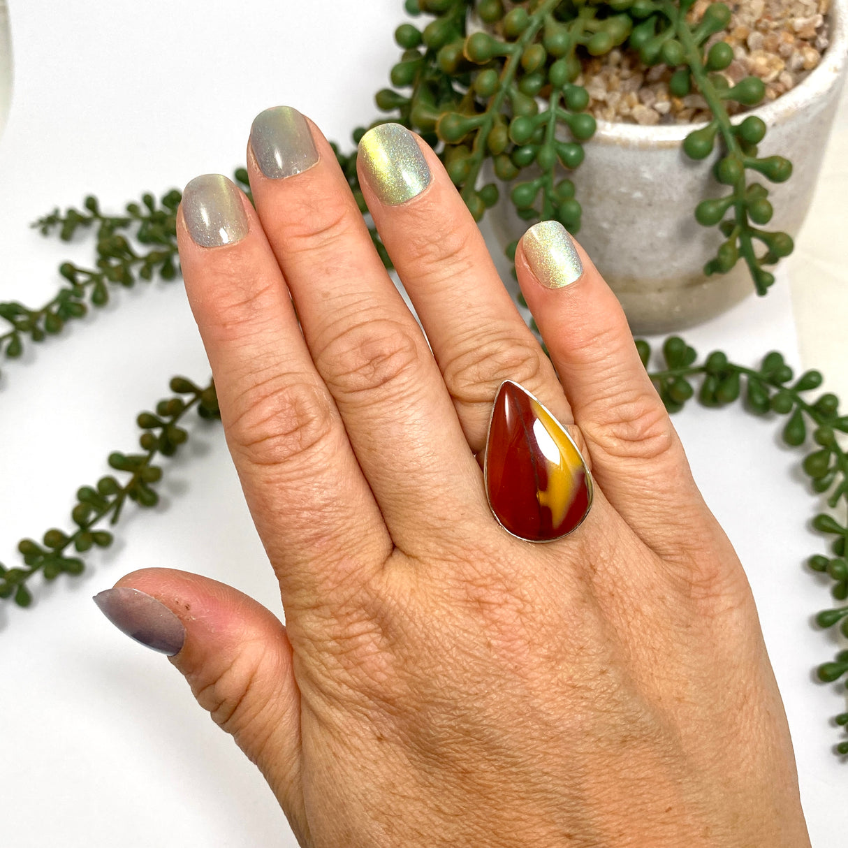 Mookaite Teardrop Cabochon Ring Size 7 KRGJ3390