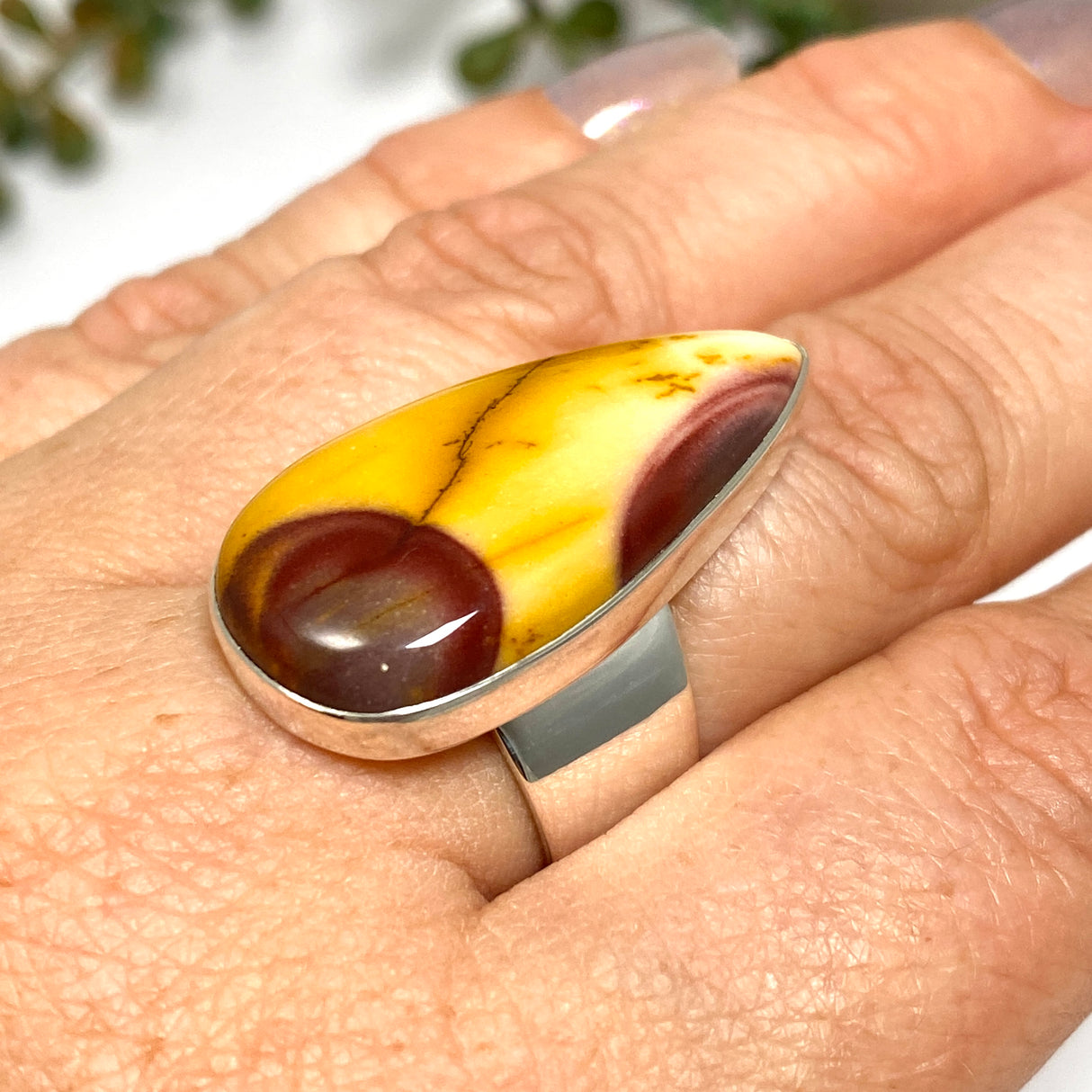 Mookaite Teardrop Cabochon Ring Size 8 KRGJ3389