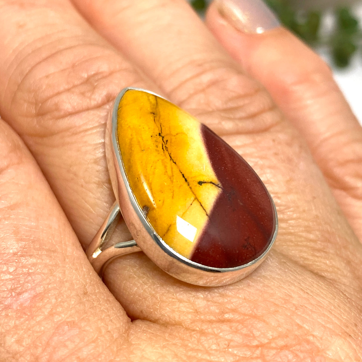 Mookaite Teardrop Cabochon Ring Size 9 KRGJ3391