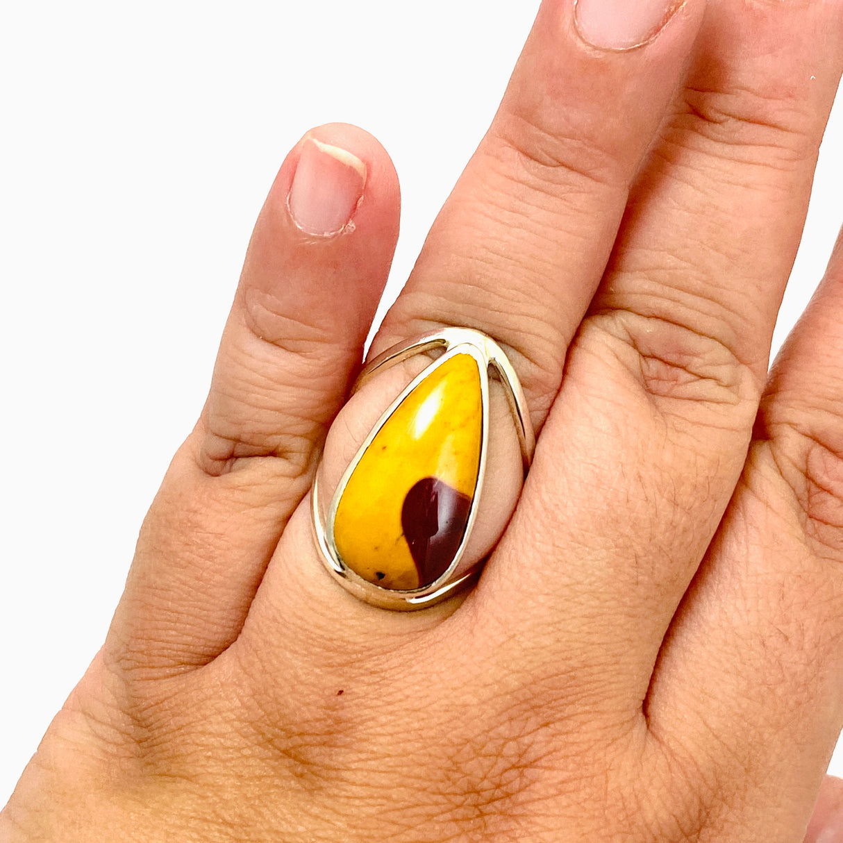 Mookaite Teardrop Cabochon Split Band Ring Size 10 KRGJ3388