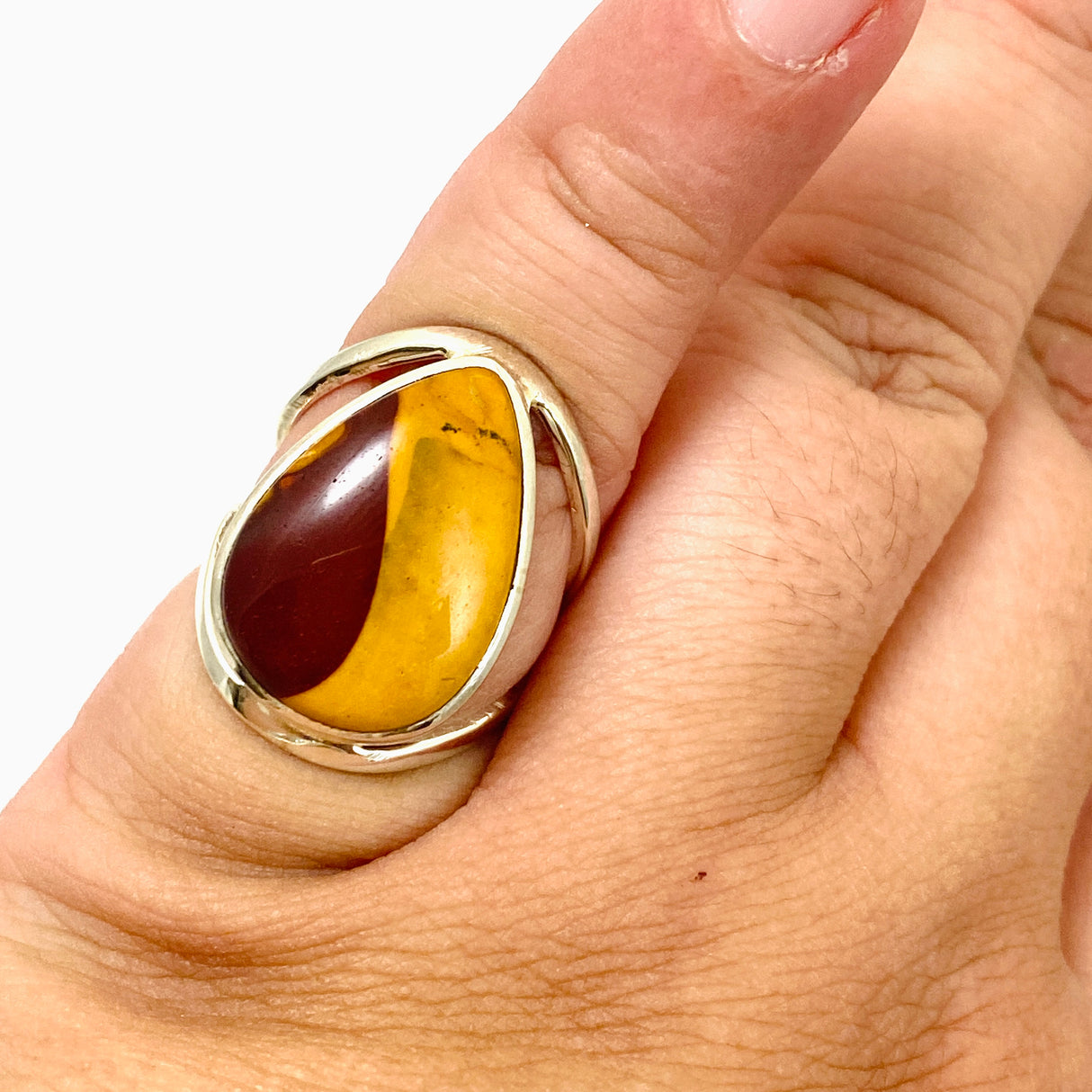 Mookaite Teardrop Cabochon Split Band Ring Size 7 KRGJ3386