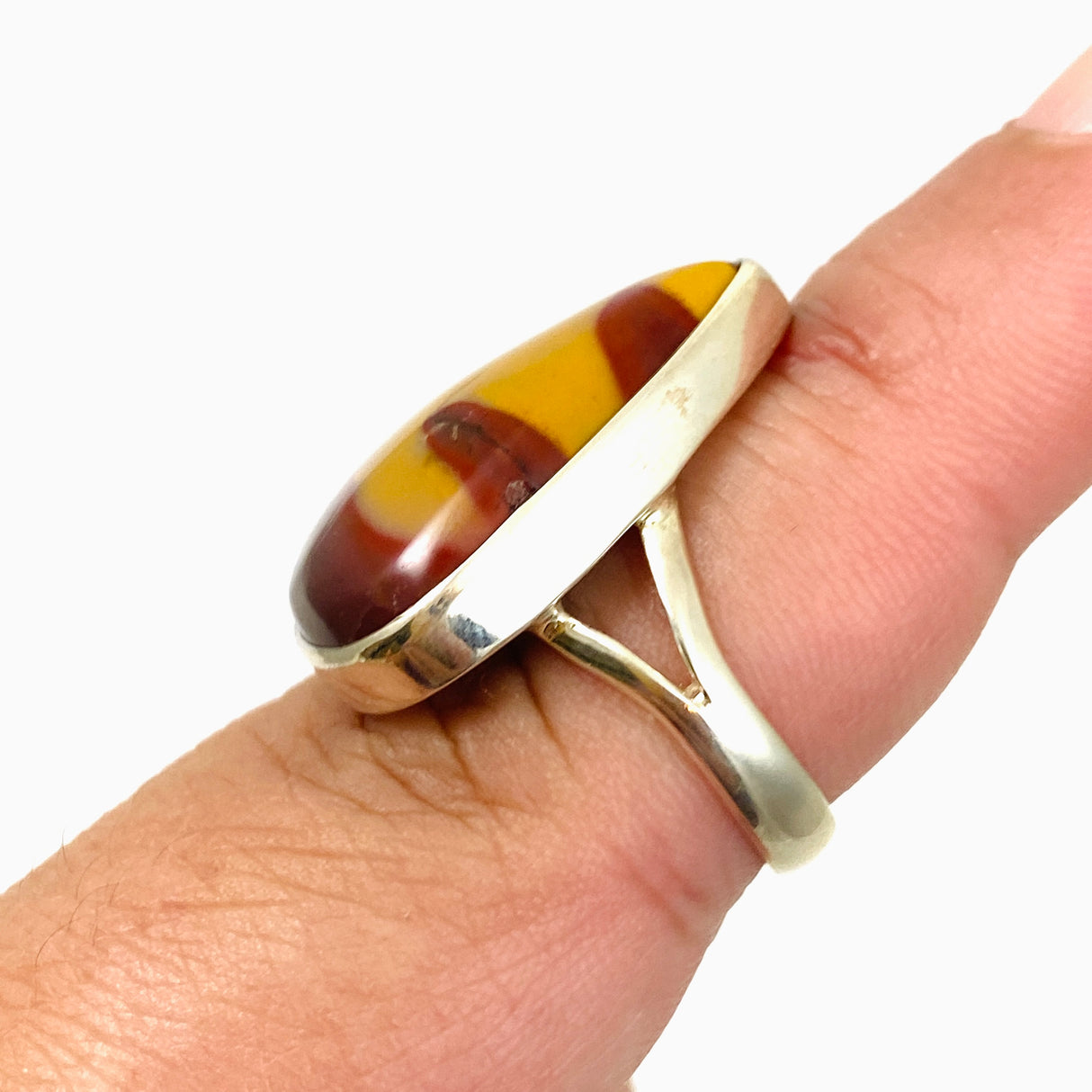 Mookaite Teardrop Cabochon Split Band Ring Size 8 KRGJ3387